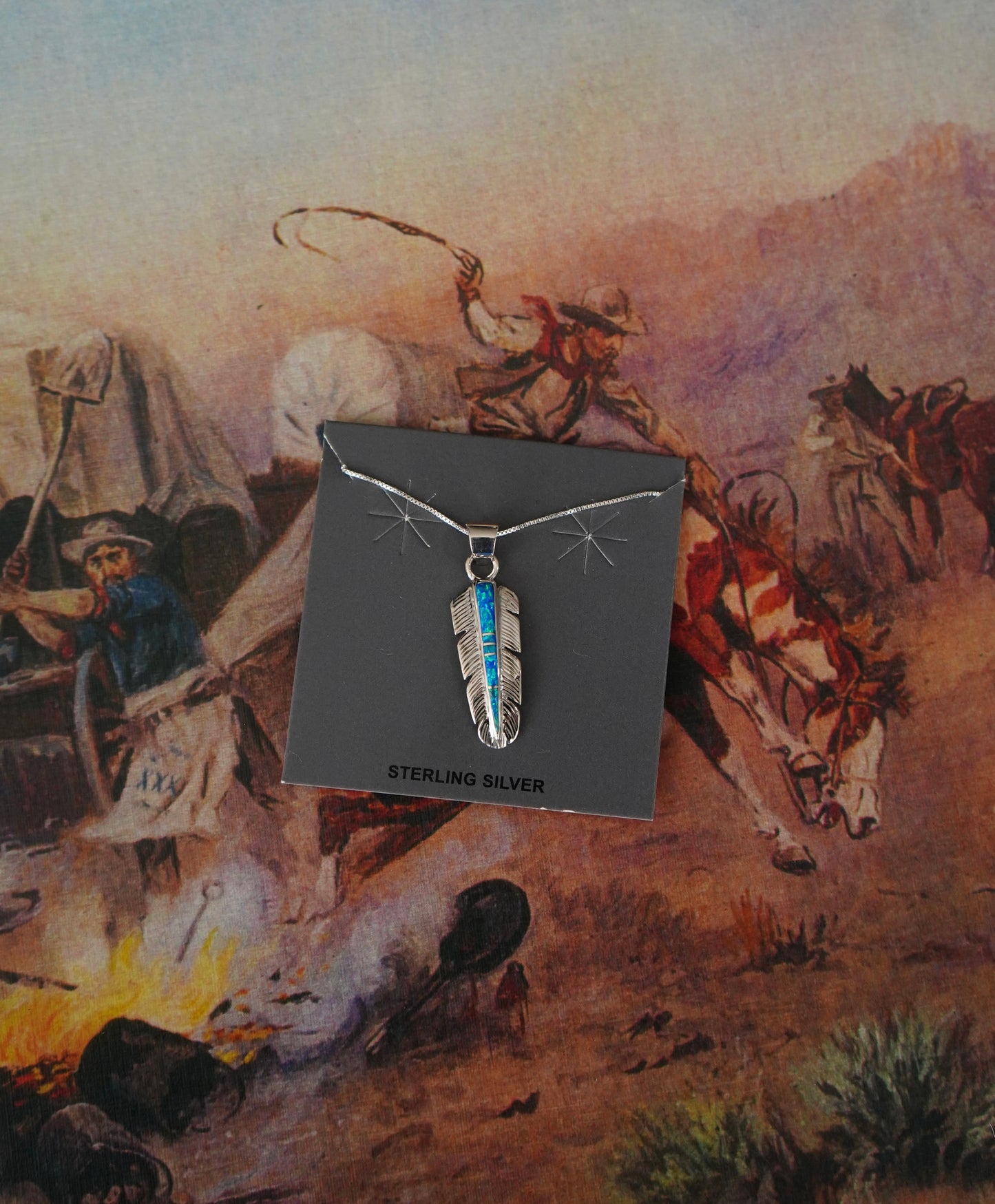 Jereme Delgarito Blue Opal Feather Necklace