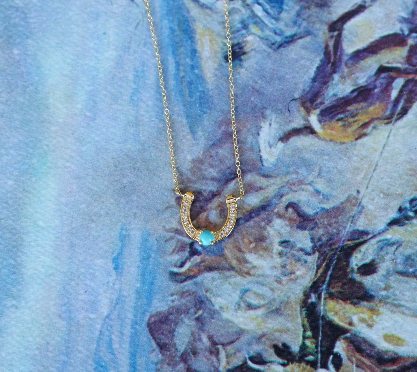 14k Gold Plated Turquoise Horse Shoe Necklace