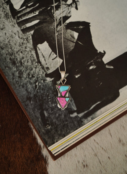 Turquoise Triangular 2 Stone Pendants
