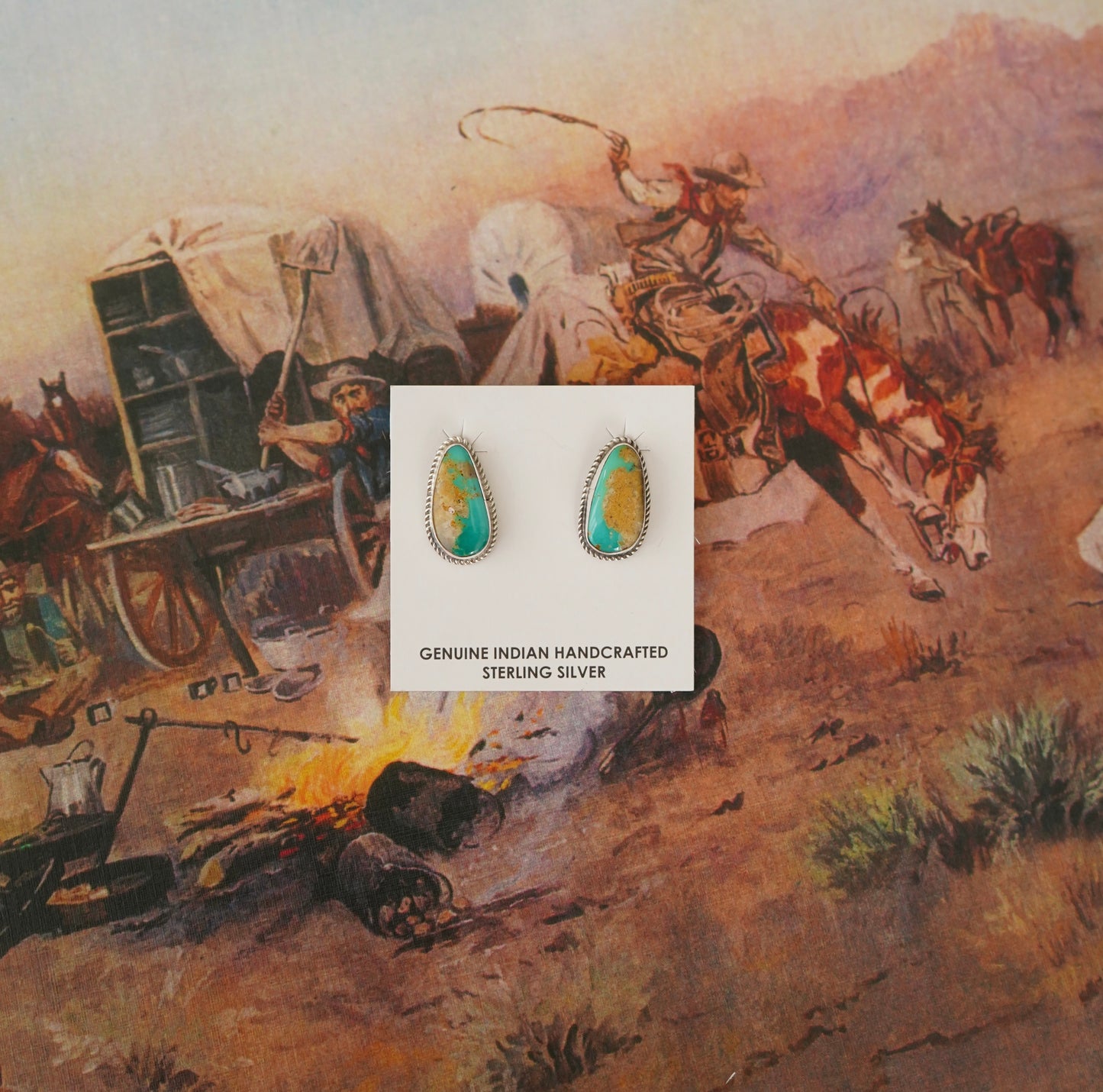 Donovan Nez Oval Turquoise Stud Earrings