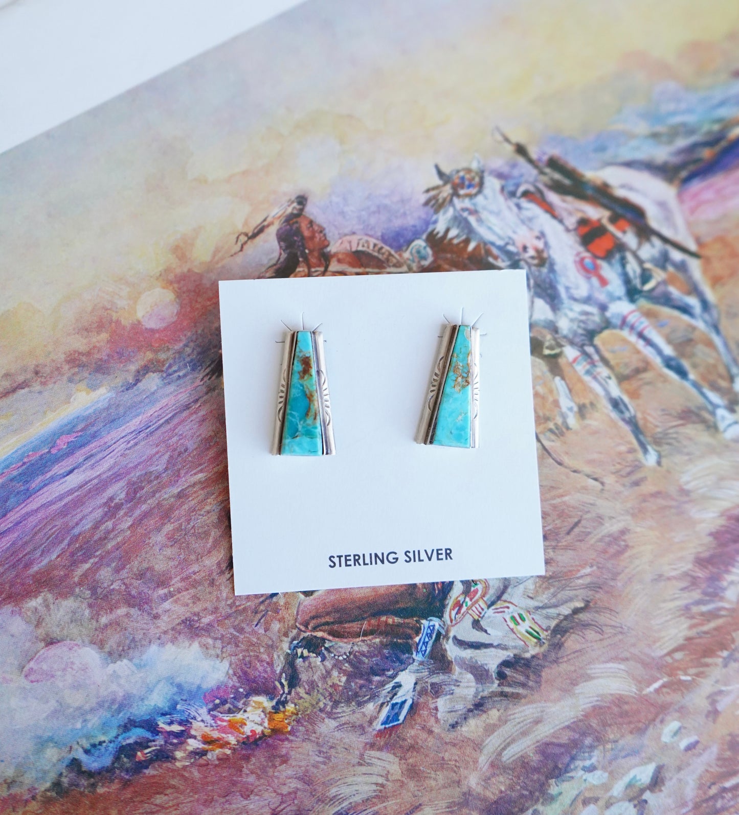 Steve Francisco Turquoise Bar Stud Earrings