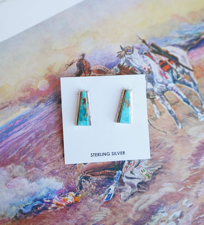 Steve Francisco Turquoise Bar Stud Earrings
