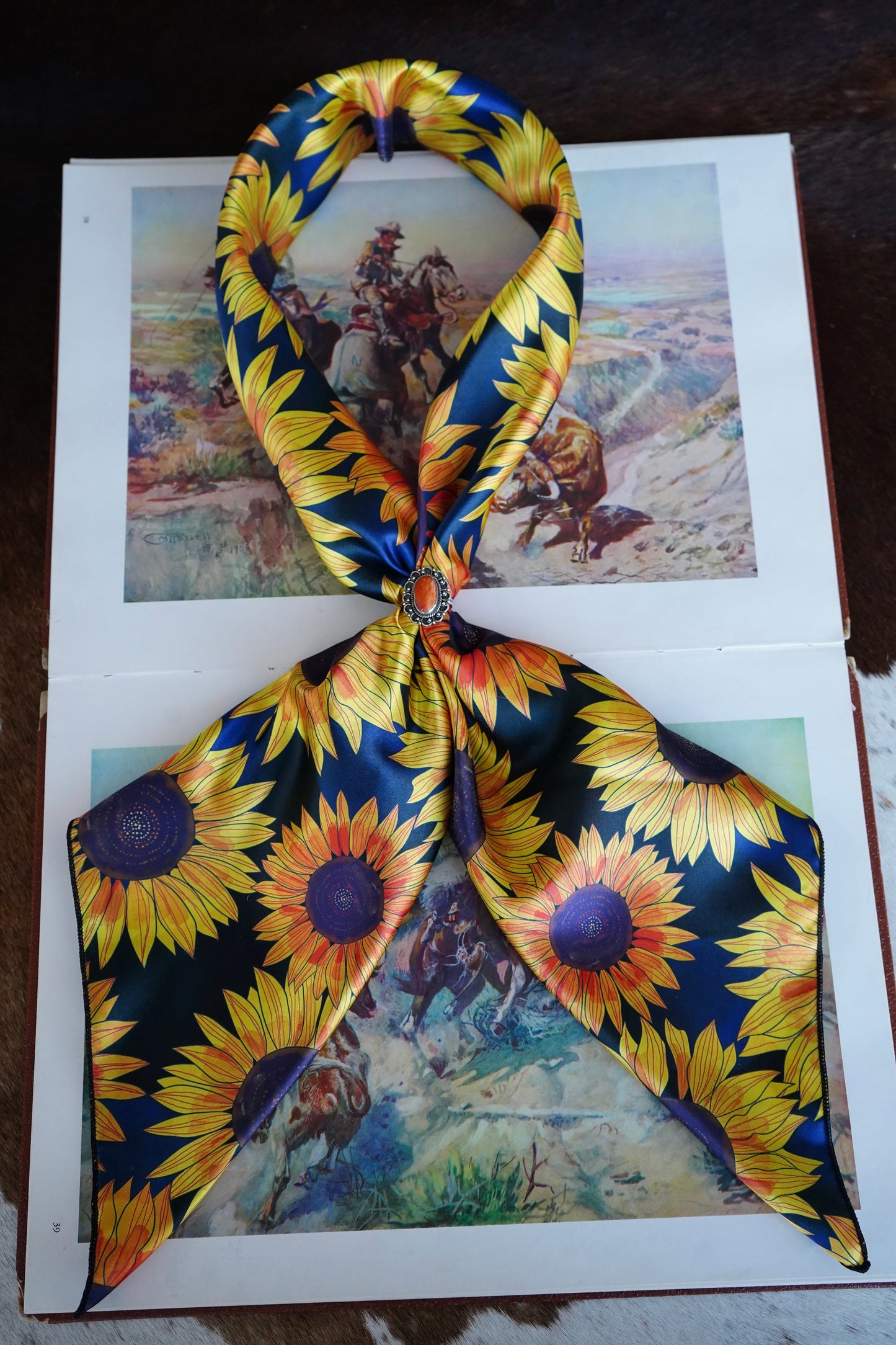 Sunflowers on Navy Wild Rag