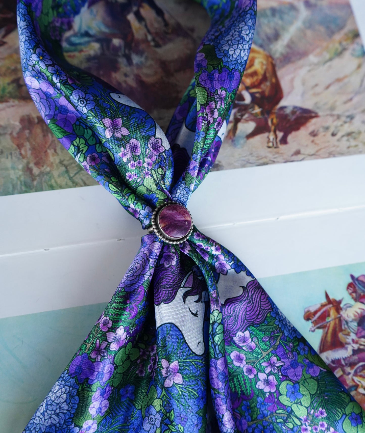 Black, Turquoise & Blue Cactus Wild Rag