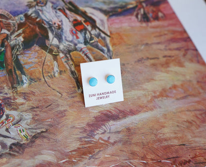 Dainty Zuni Round Turquoise Stud Earrings