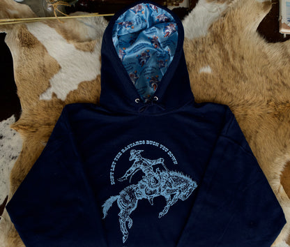 Navy Bucked Down Satin Lined Hoodies