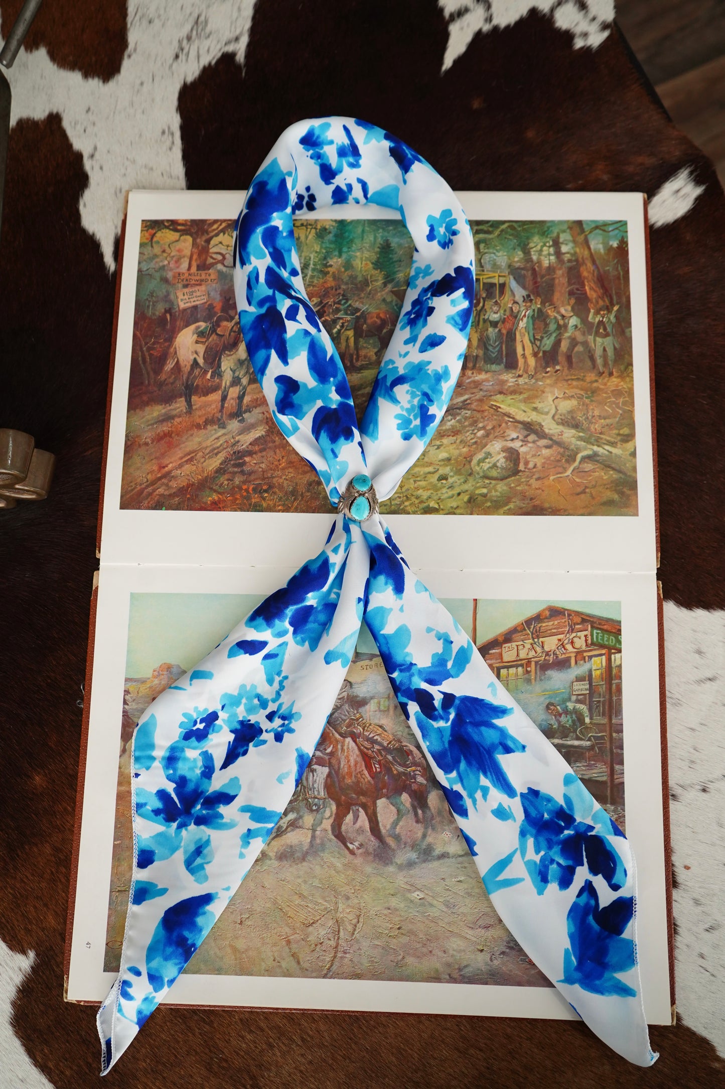 Watercolor Blue & Navy Floral Wild Rag