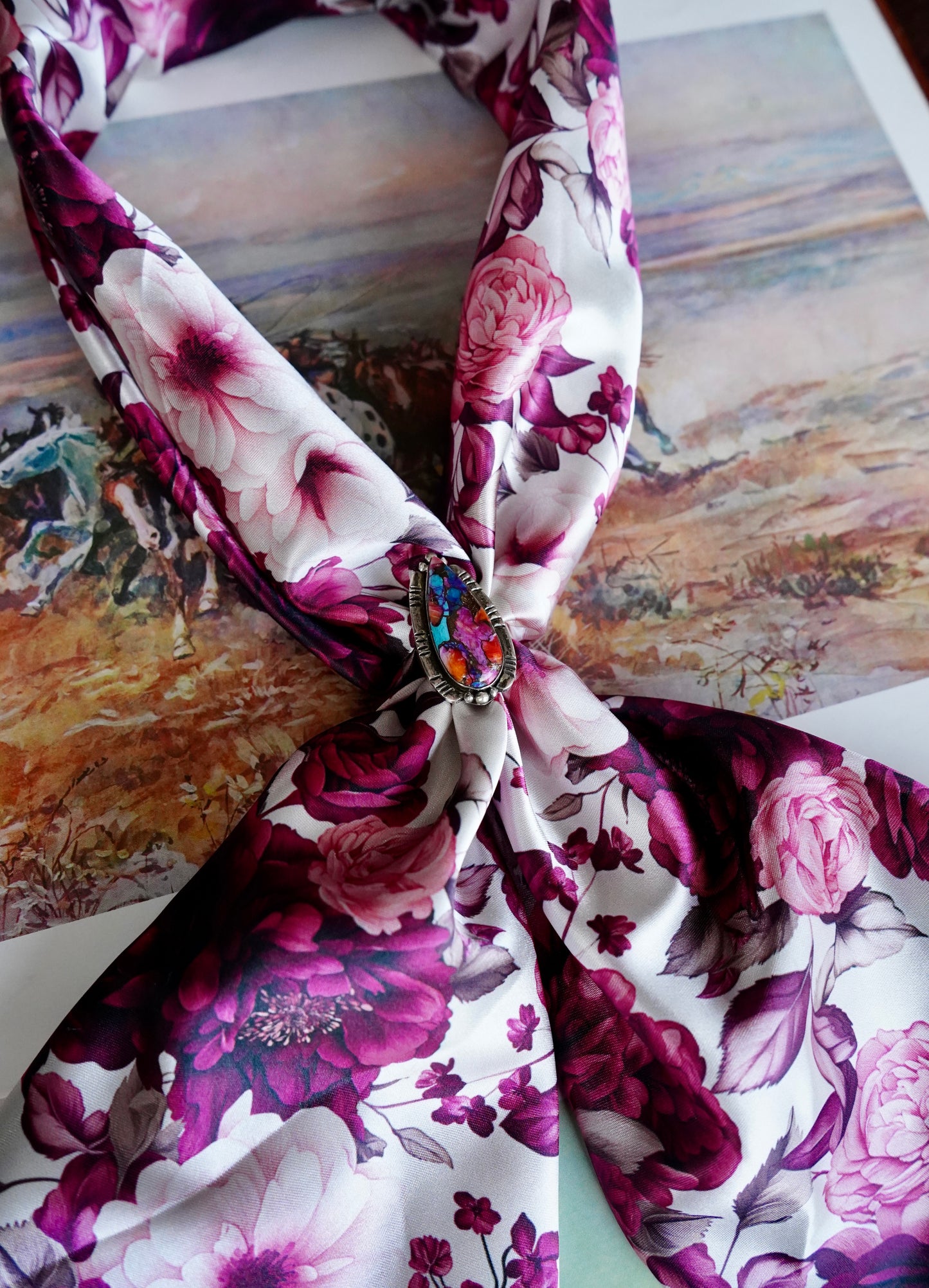 Burgundy & Tan Floral Wild Rags
