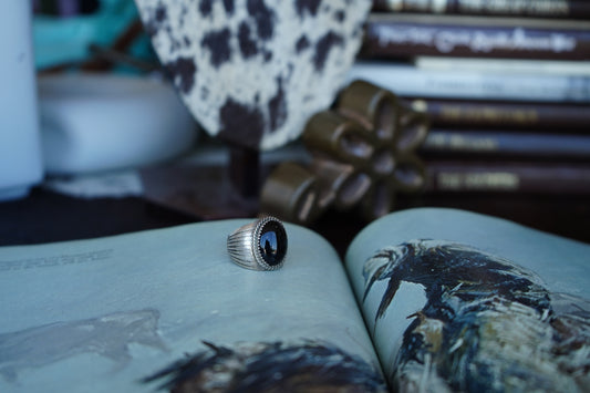 Vintage Black Onyx Ring - Sz 10