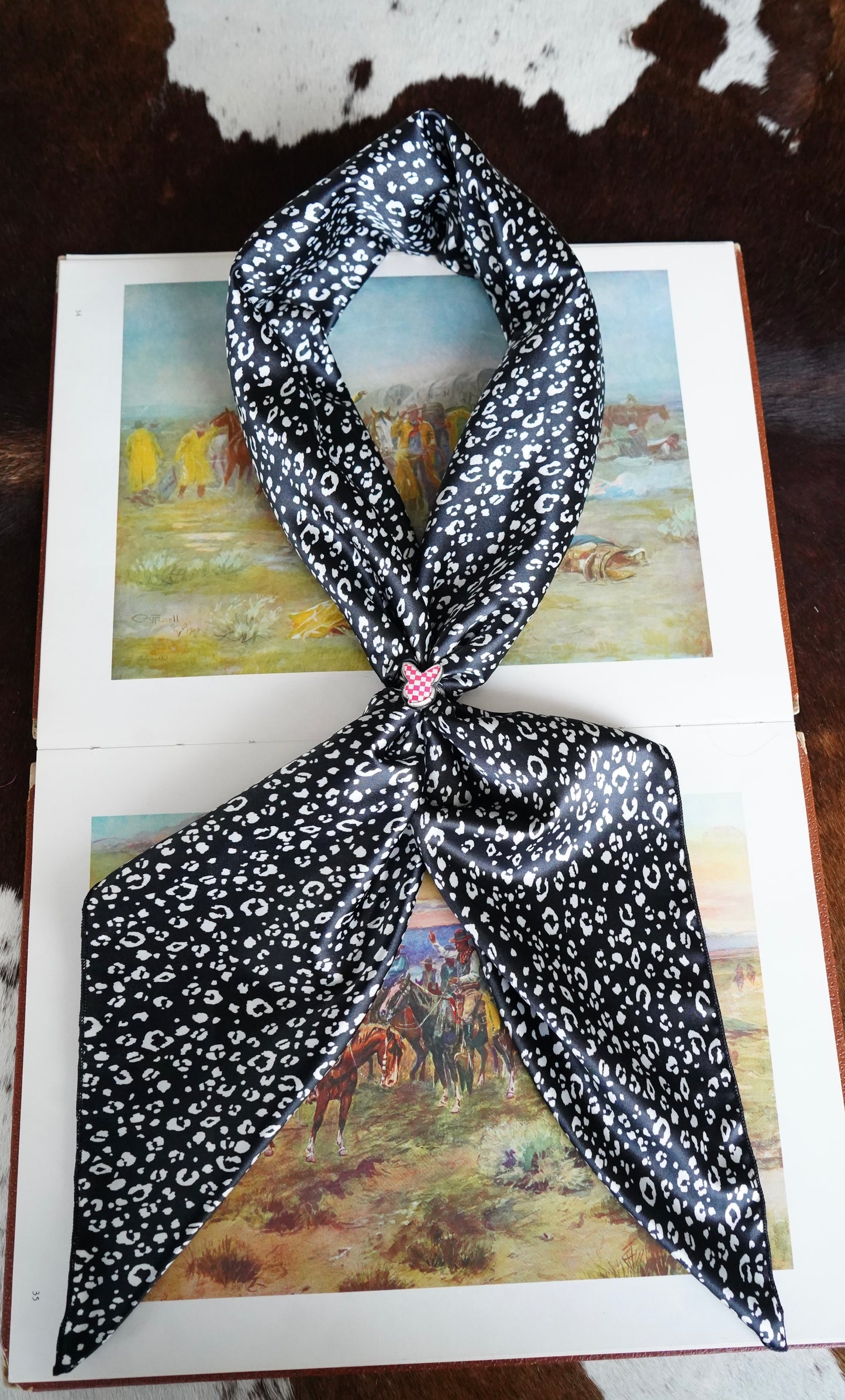 Black & Grey Dainty Cheetah Print Wild Rag