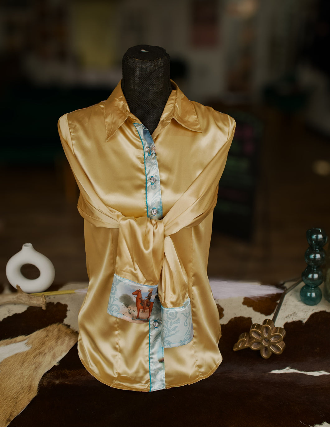 M - Cowboy’s Daydream on Gold Button Down