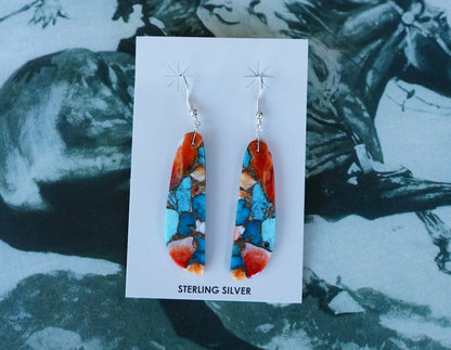 Turquoise Slab Fish Hook Earrings
