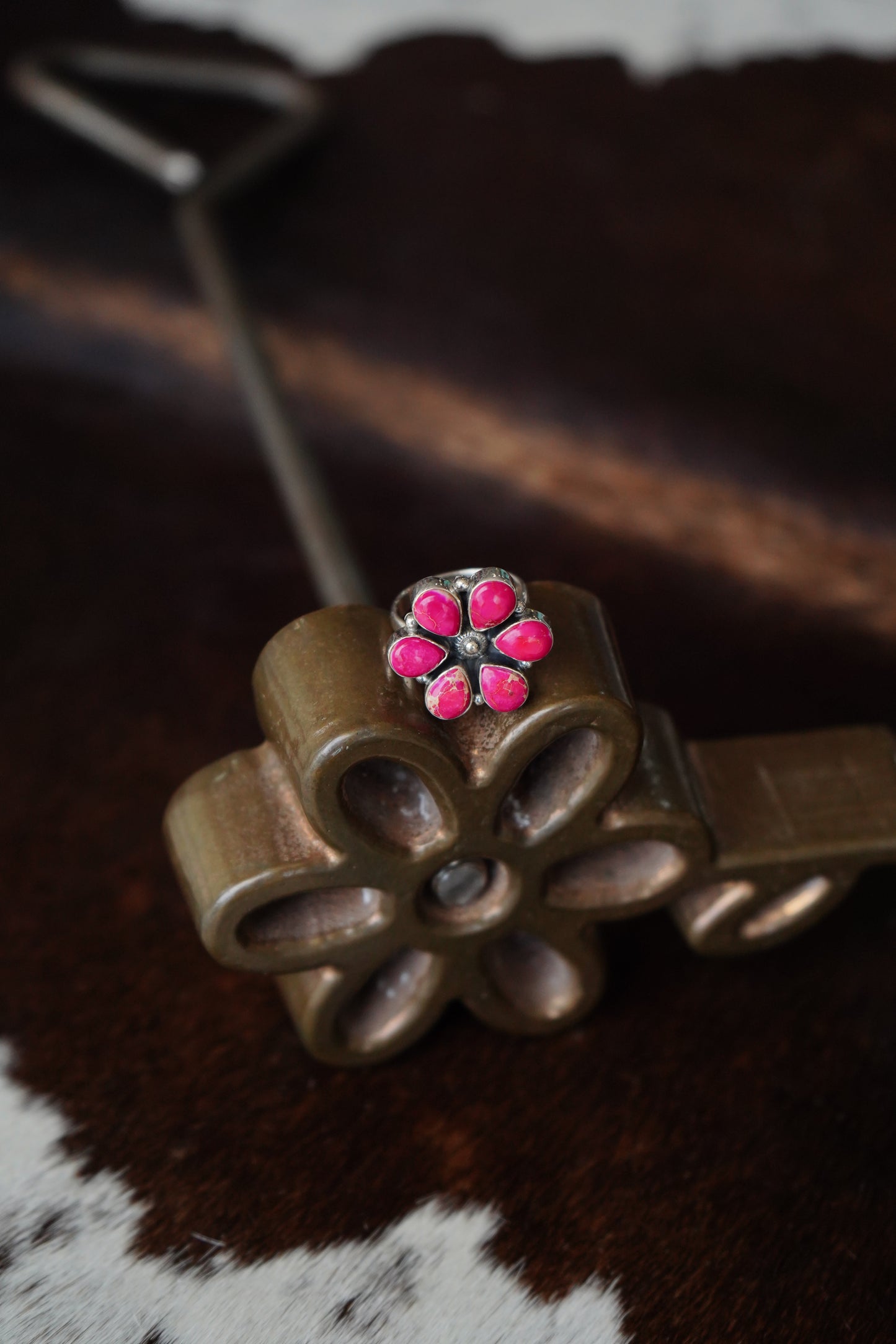 Pink Sea Sediment Jasper Flower Rings