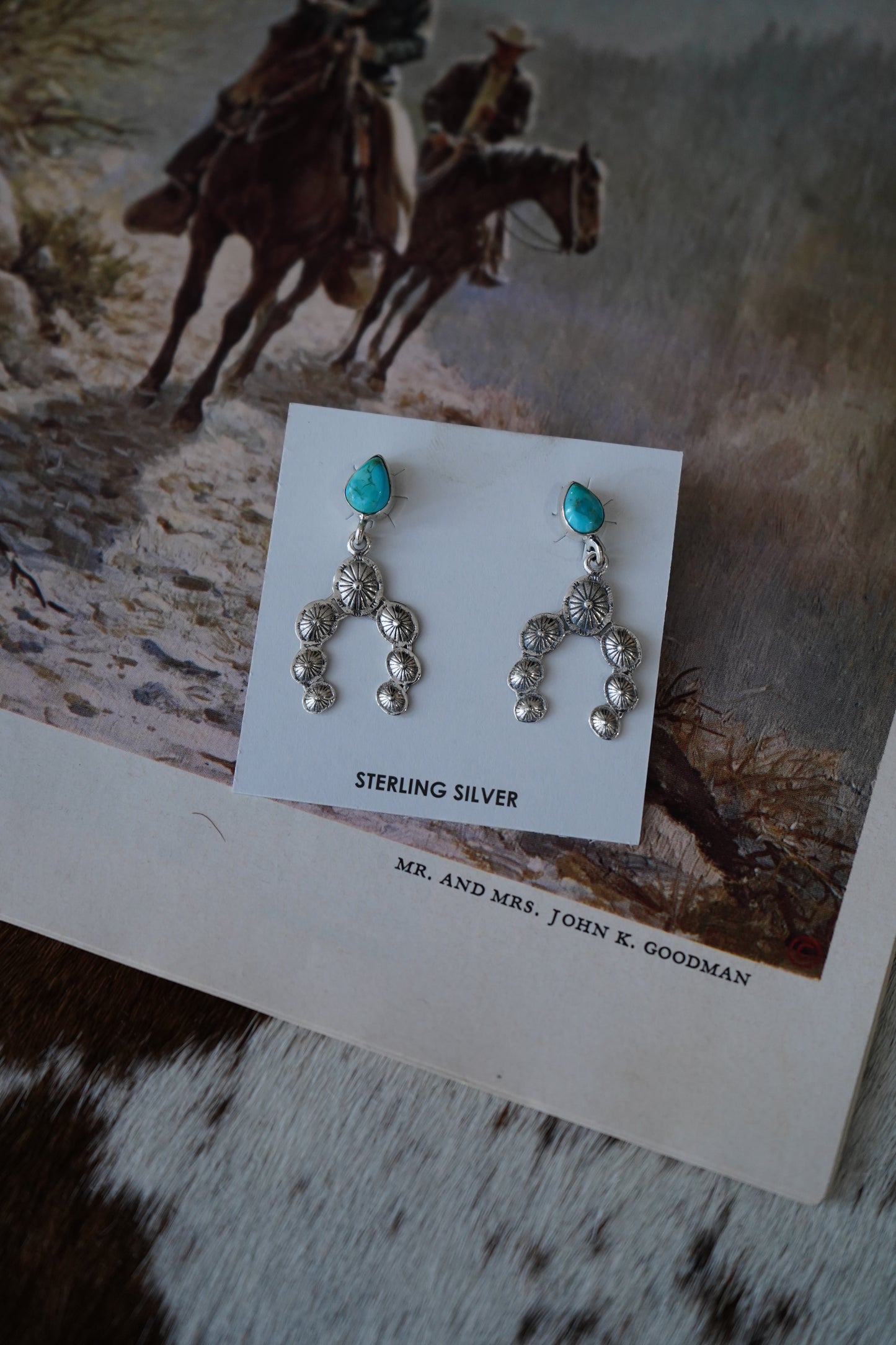 Turquoise Concho Naja Stud Earrings