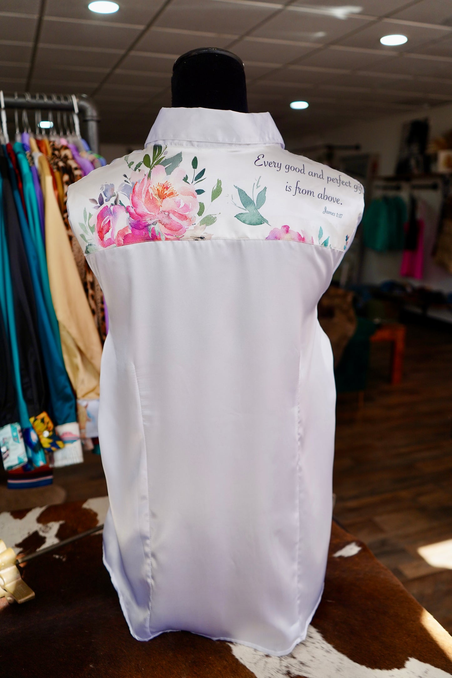 2XL - White Verses on White Satin Button Down