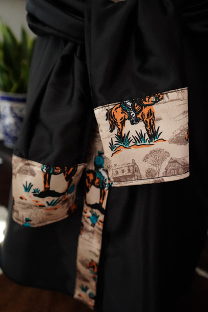 Daisy Original Black w/ Emerald Cowboy Scene - Size 12