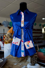 Load image into Gallery viewer, L - Disco Cowgirl on Royal Blue Button Down