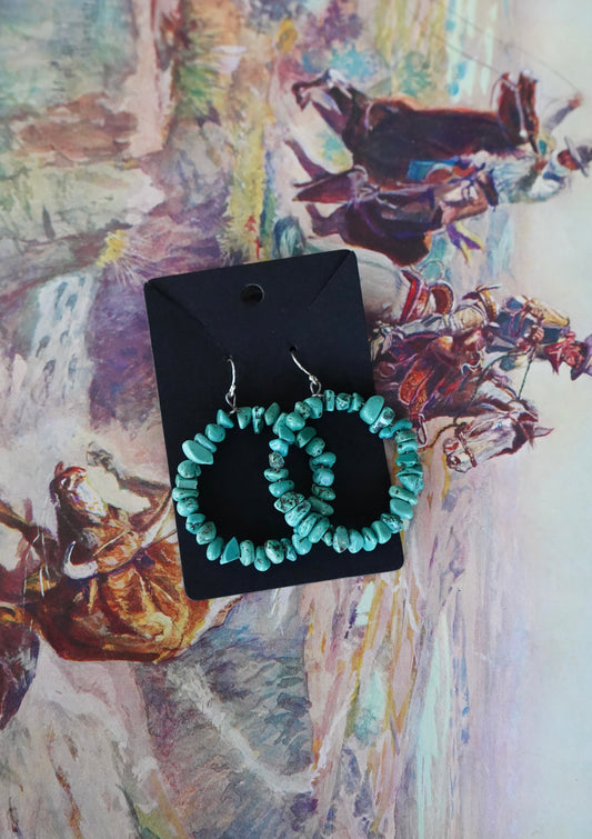 Turquoise Chip Fish Hook Earrinsg