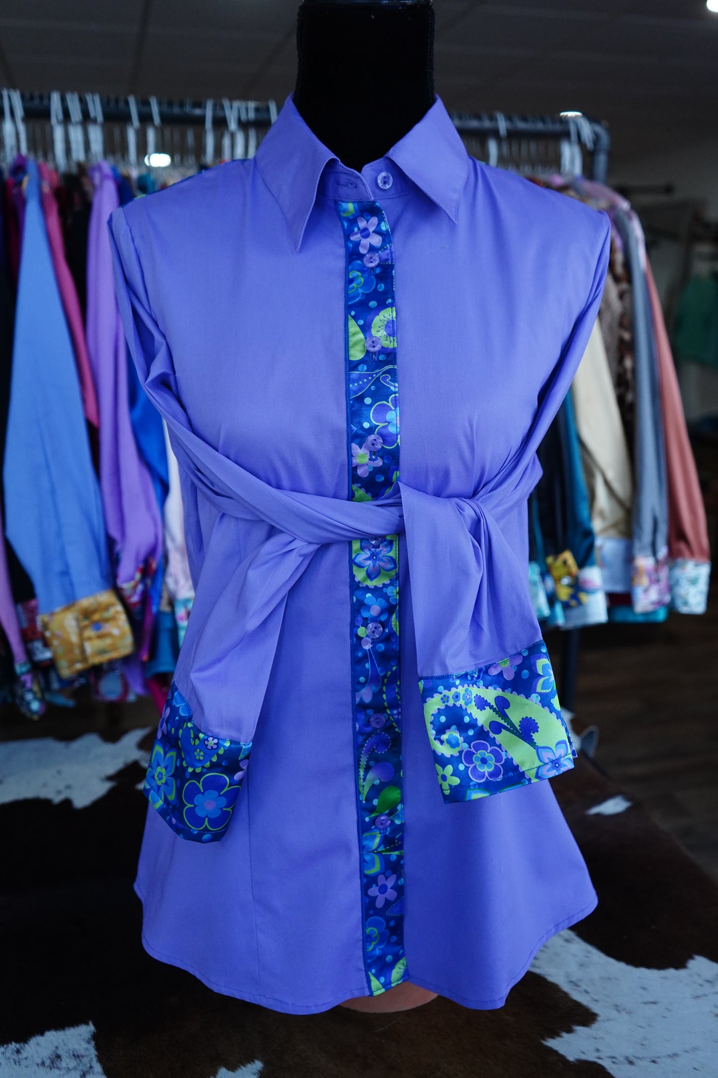 XL - Mystery Man Paisley on Lavender Cotton Button Down