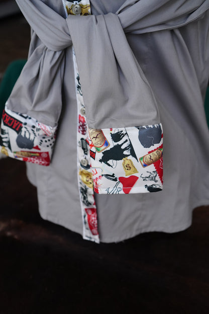 XL - Gambling Collage on Gray Cotton Button Down