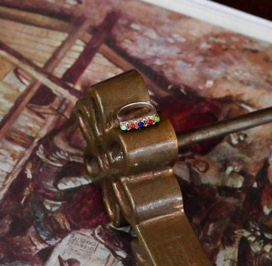 Vintage Multi-Stone Bar Ring - Sz 6
