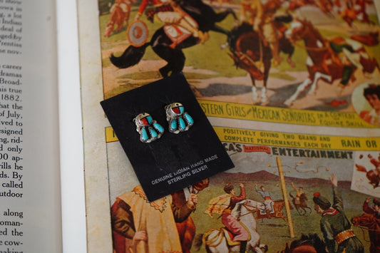 Vintage Zuni Turquoise Inlay Clip On Earrings
