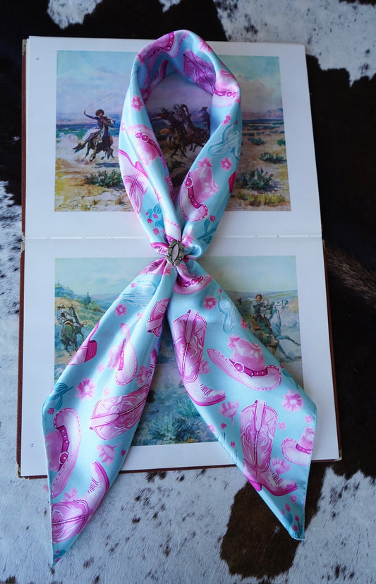 Turquoise & Pink Hats n Boots Design Wild Rags