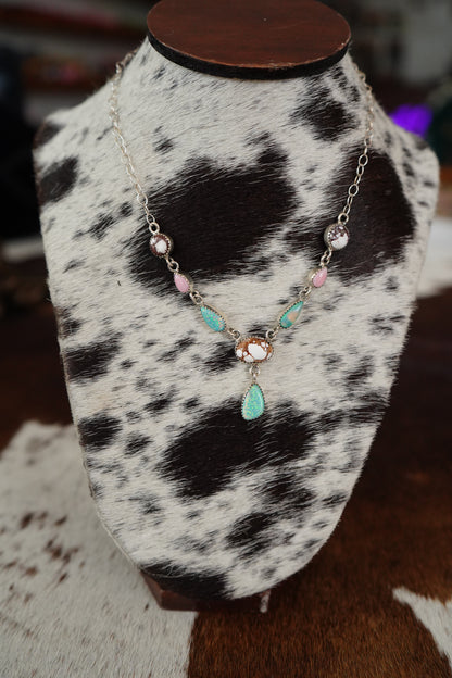 Multi Stone Lariat Necklace