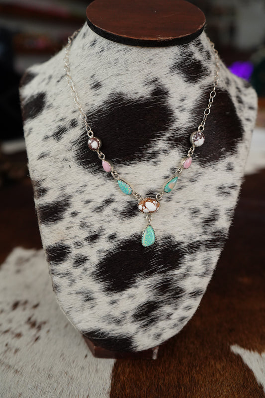 Multi Stone Lariat Necklace