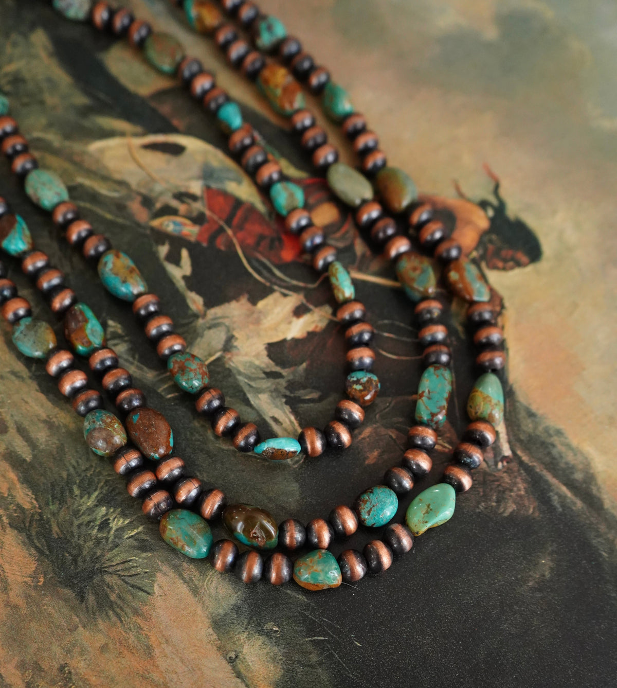 8mm Copper Pearls w/ Turquoise Necklaces