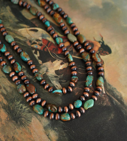 8mm Copper Pearls w/ Turquoise Necklaces