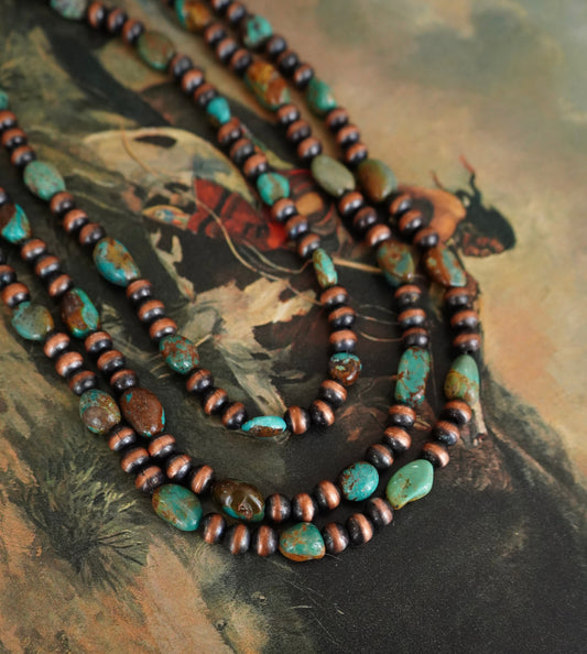 8mm Copper Pearls w/ Turquoise Necklaces