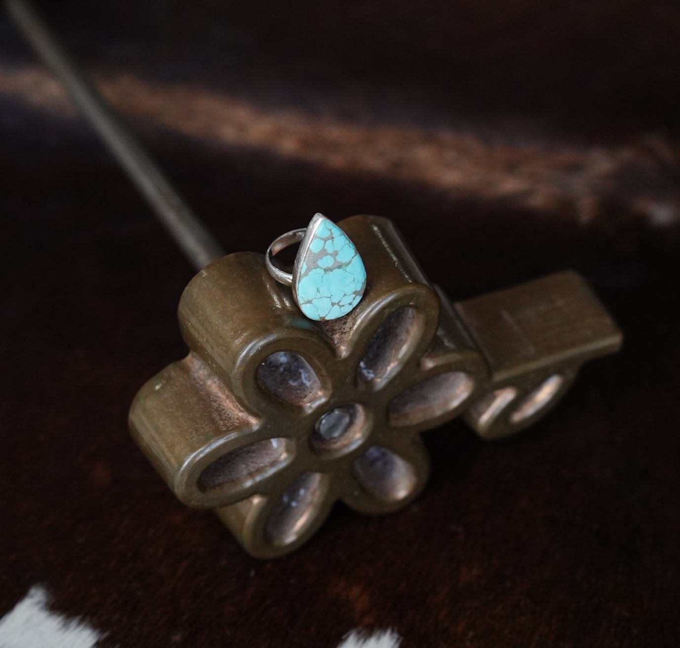 Turquoise Teardrop Ring - Sz 7.5