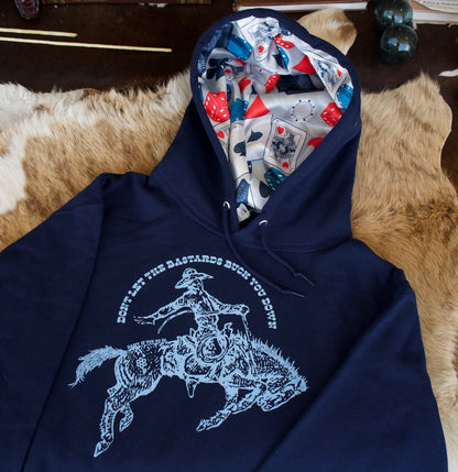 Navy Bucked Down Satin Lined Hoodies