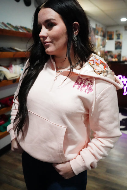 Daisy Spade 1/4 Zip Satin Lined Hooded Pullovers