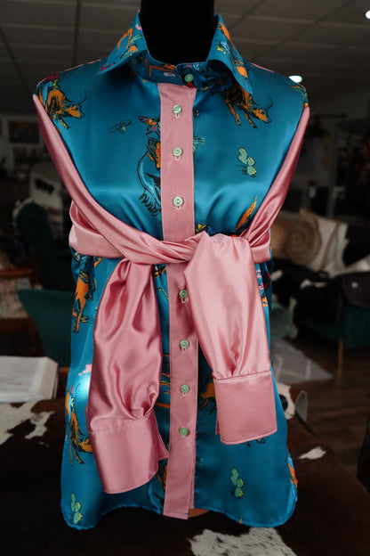 Daisy Original Deep Teal Buckers w/ Mauve Button Down - Size 18