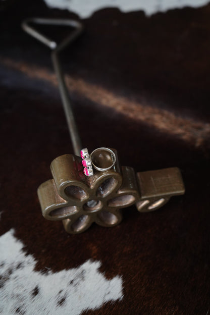 Pink Sea Sediment Jasper Flower Rings