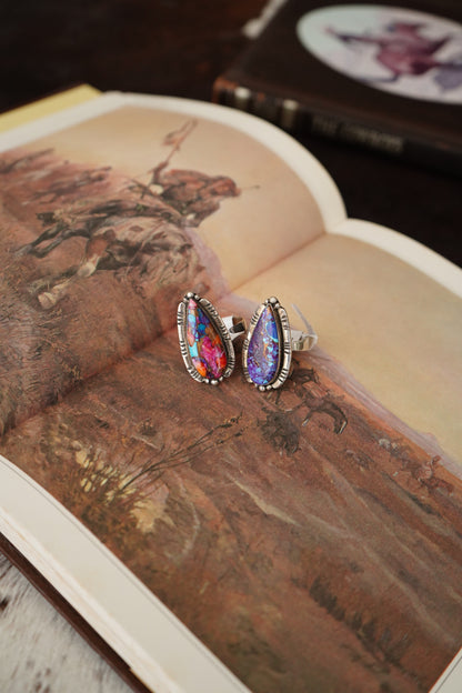 Turquoise w/ Stamped Border Ring - Adj