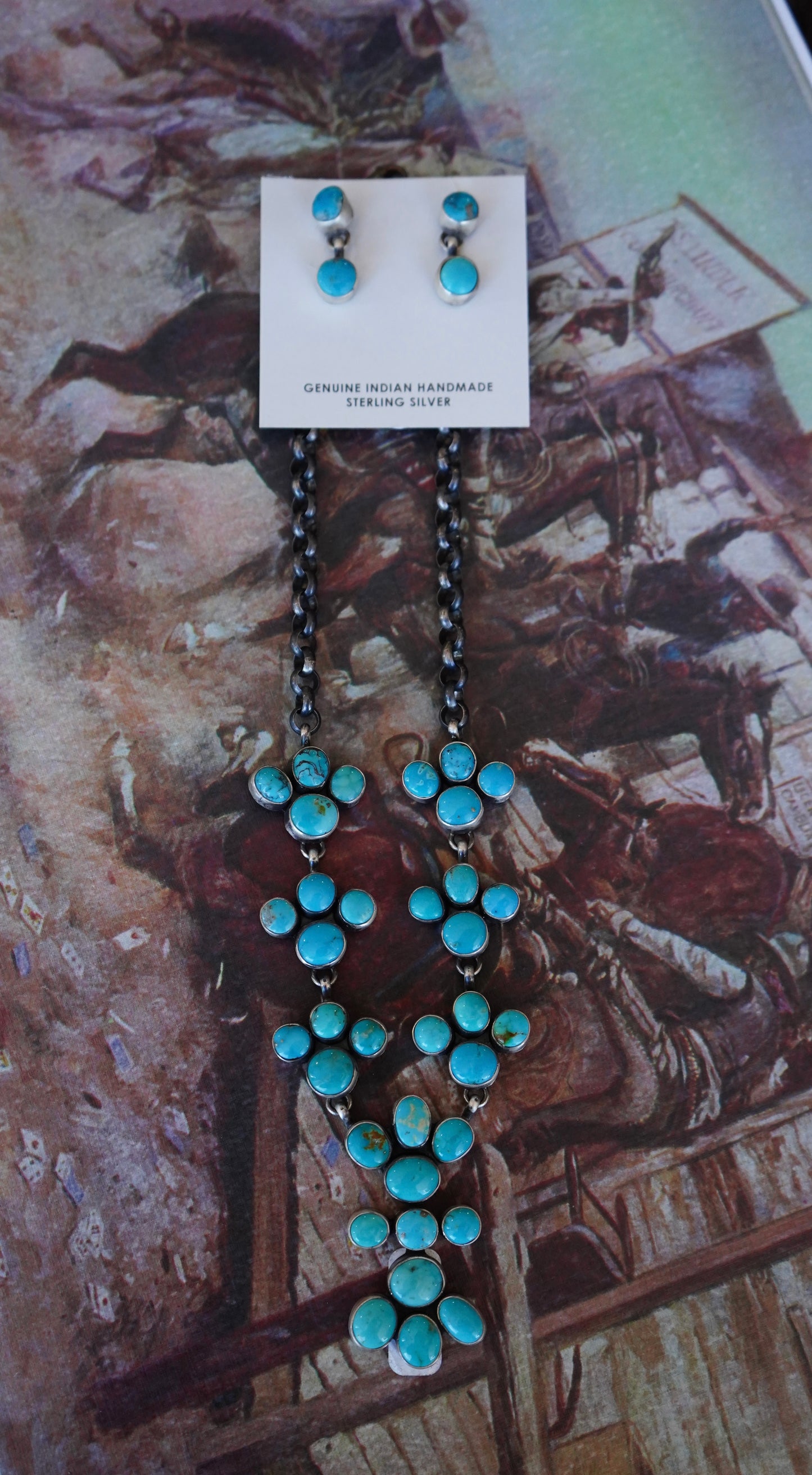 Timothy Yazzie Turquoise Earring & Necklace Set