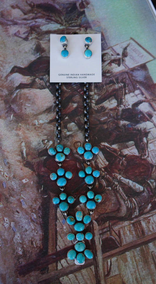 Timothy Yazzie Turquoise Earring & Necklace Set