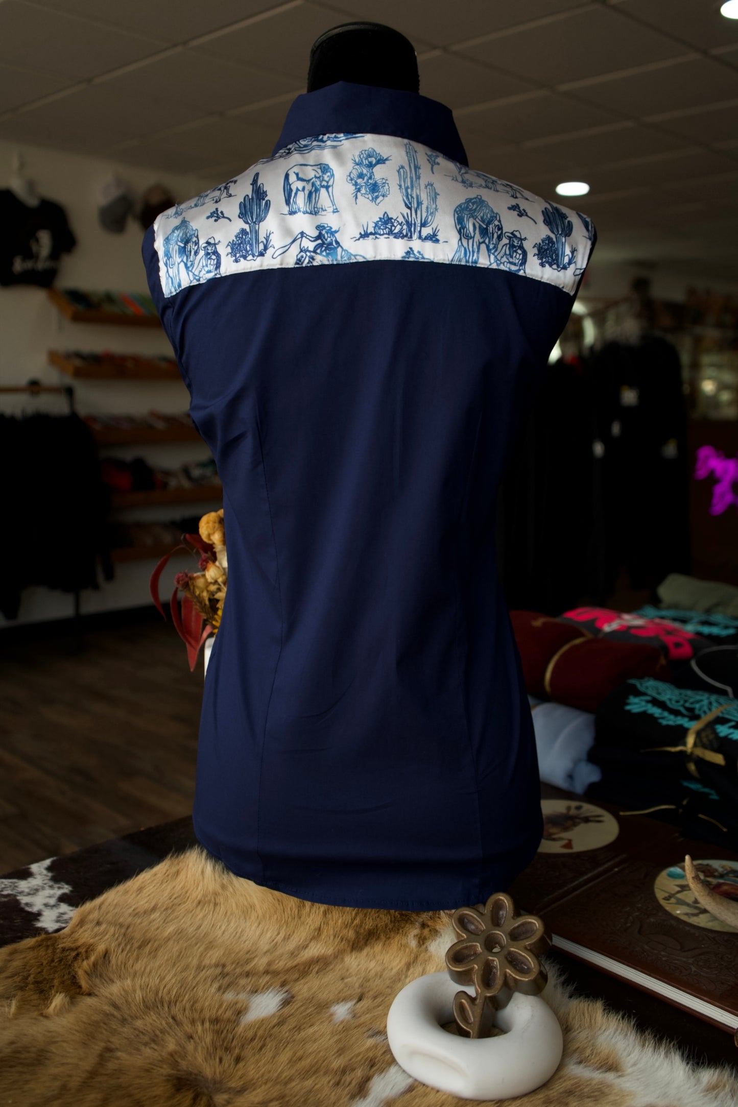 2XL - Navy Cotton w/ Blue Wilder Days Button Down