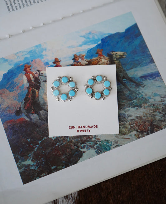 Janice Lalio Zuni Inlay Turquoise Infinity Stud Earrings