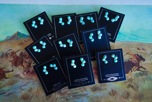 Turquoise 3 Stone Post Stud Earrings