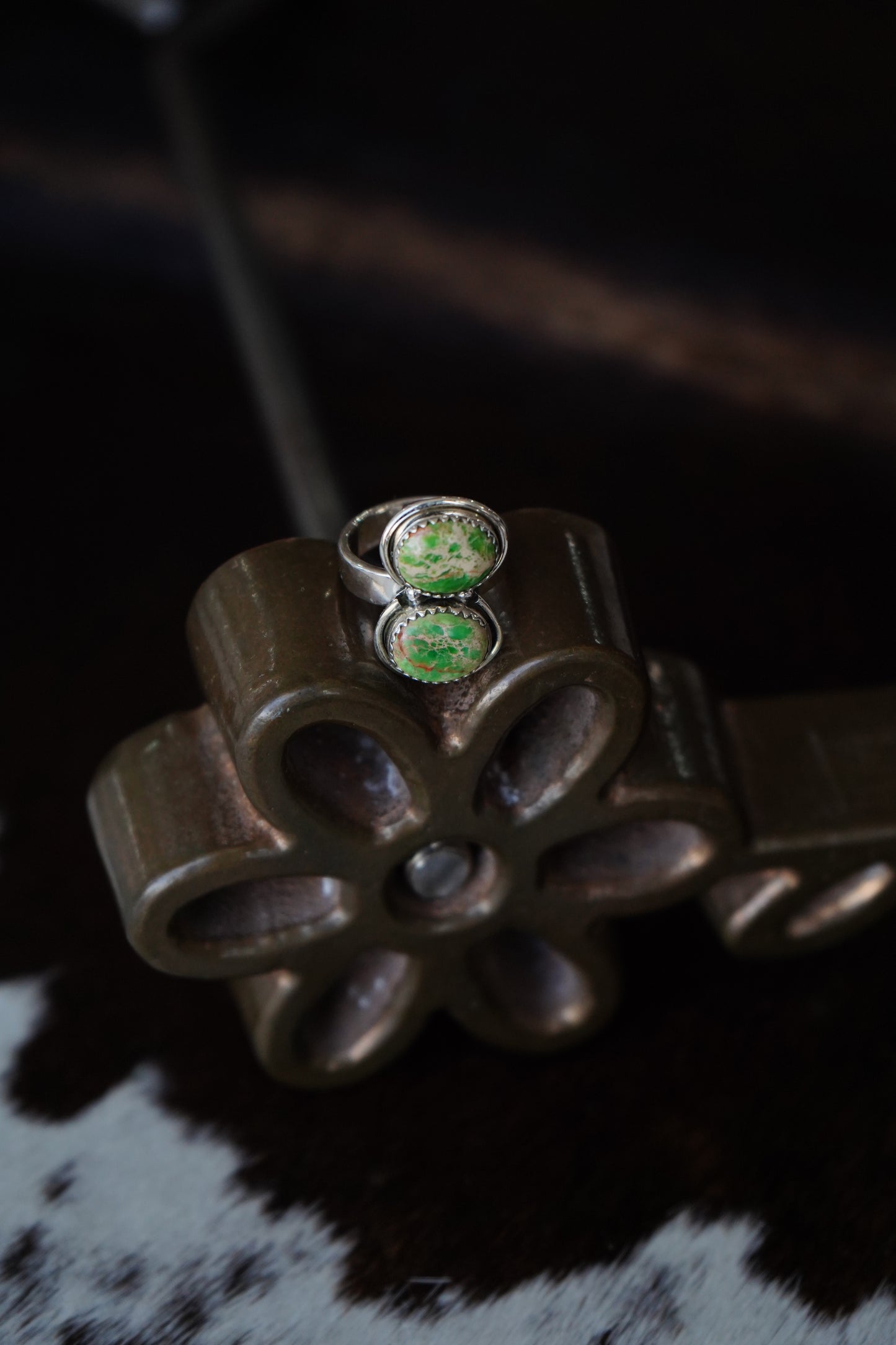 2 Stone Green Sea Sediment Ring - Adj