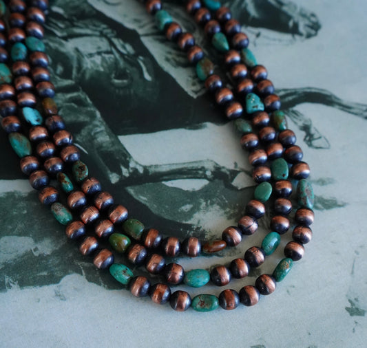 Copper & Turquoise Pearl Necklaces