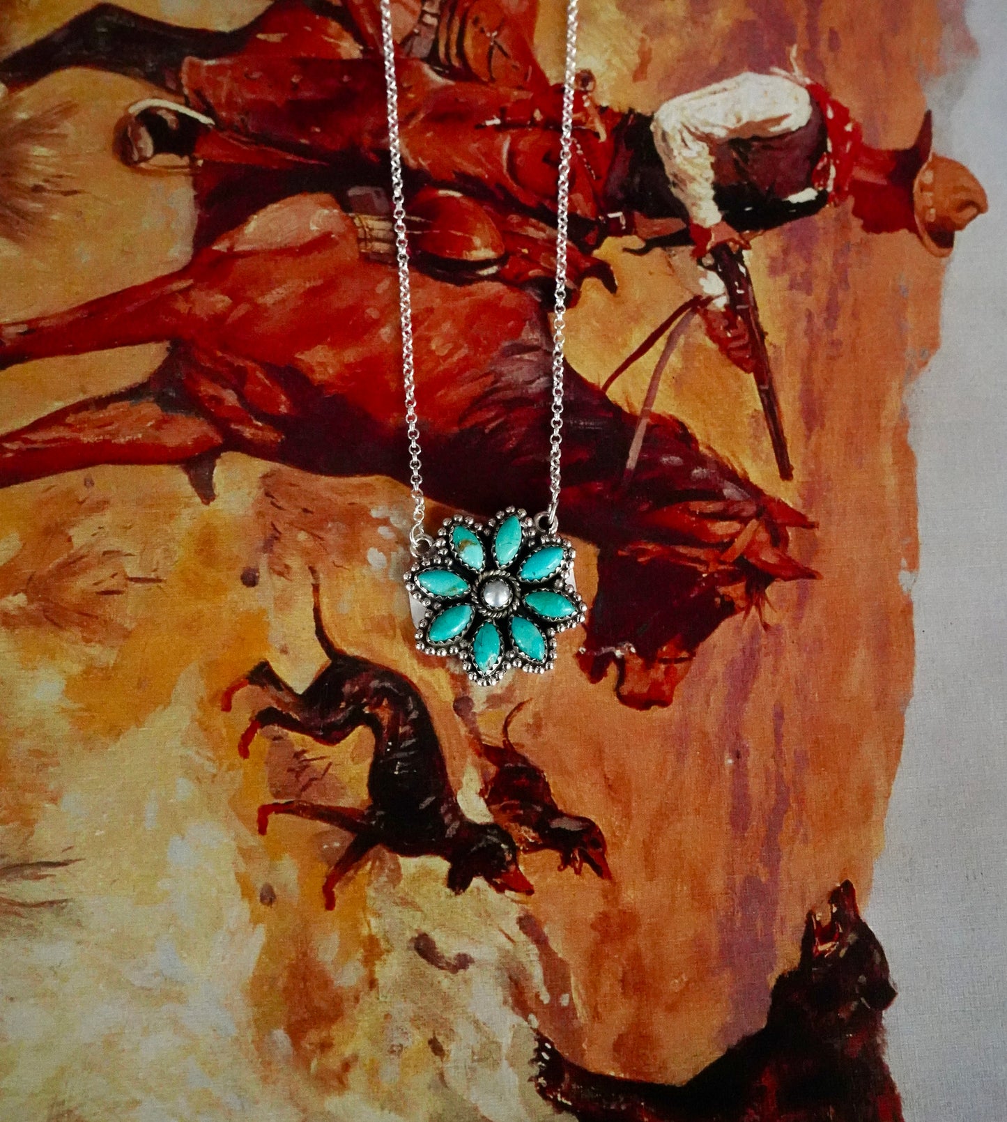 Turquoise & MOP Flower Necklace