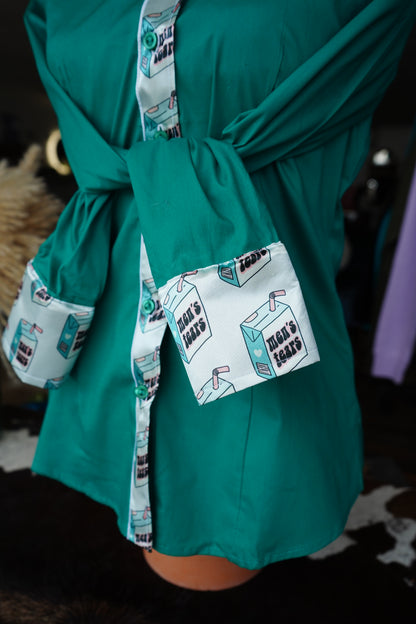 M - Men’s Tears on Emerald Cotton Button Down