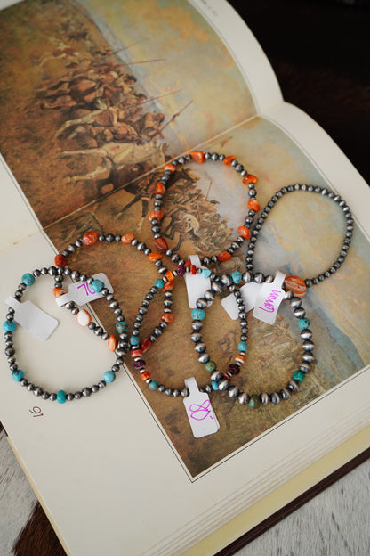 Sterling Silver Pearls Stretchy Bracelets