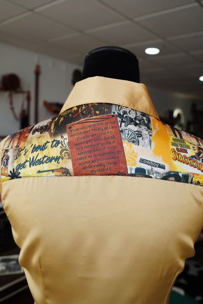 S - Cowboy Classics on Gold Satin Button Down