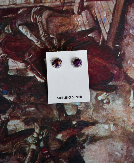 Esther White Purple Spiny Stud Earrings